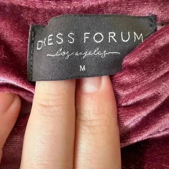 Holiday party velour mini skirt with ruffle hem, maroon, size medium - Picture 4 of 4